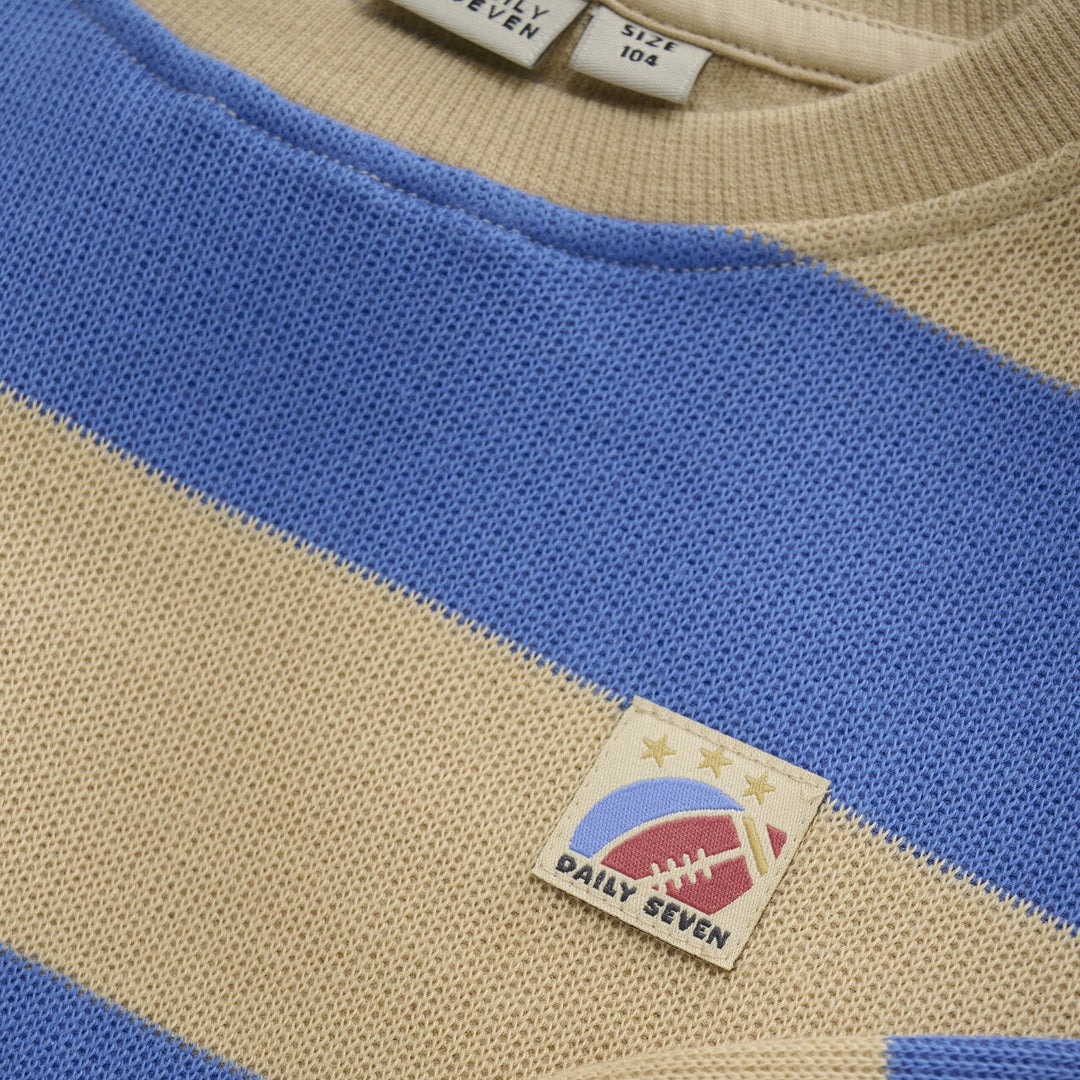 Pull ligné bleu royal et beige Daily Seven Mlle et Coco