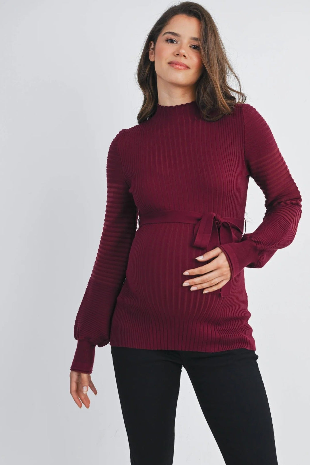 Pull maternité avec ceinture Bourgogne Hello Miz Mlle et Coco