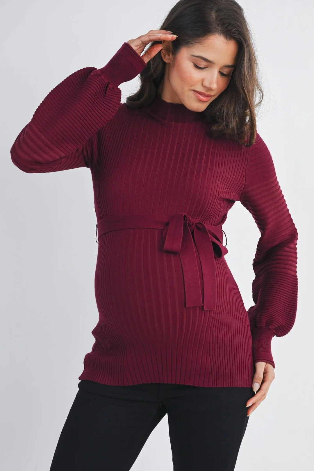 Pull maternité avec ceinture Bourgogne Hello Miz Mlle et Coco