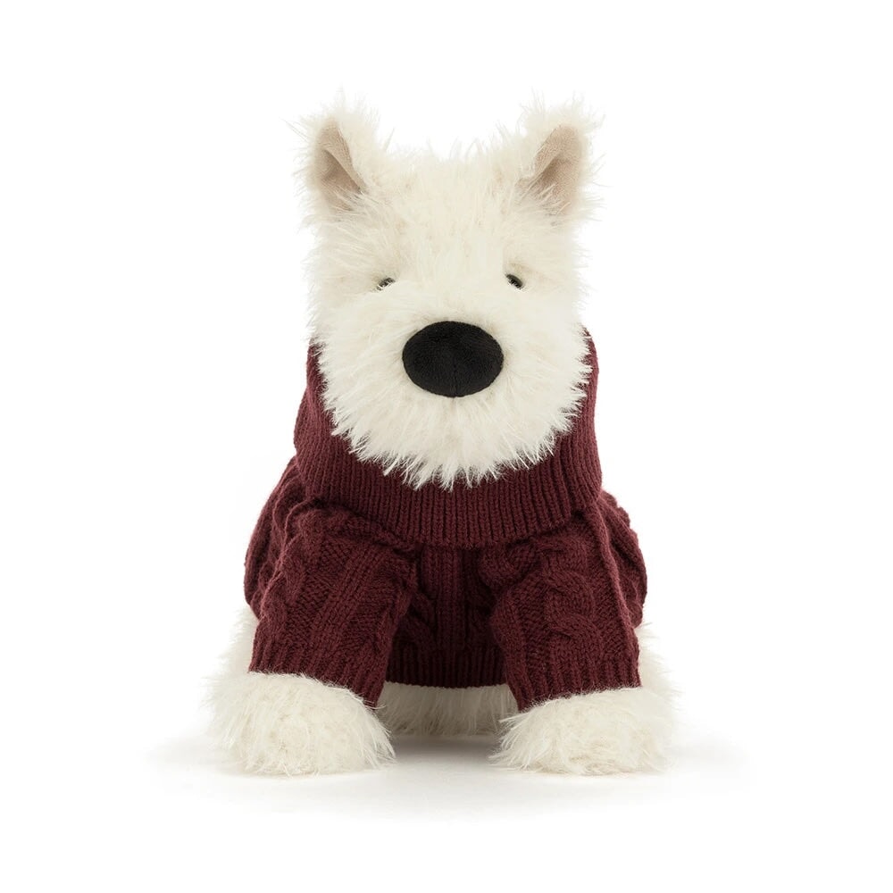 Peluche Chien Scottie Munro avec pull Noël 10" Jellycat Mlle et Coco