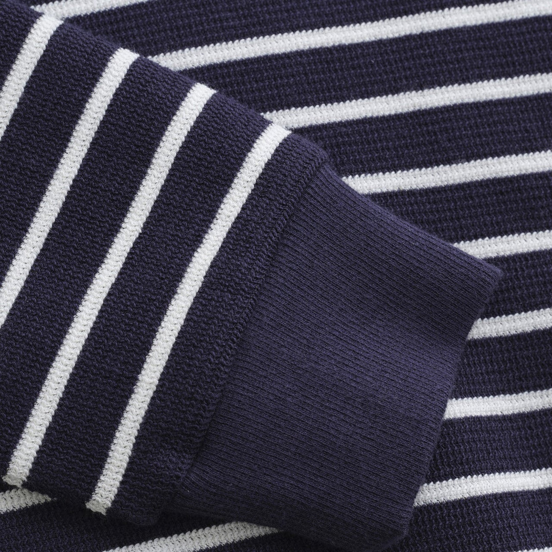Pull manche longues tricot ligné marine Minymo Mlle et Coco