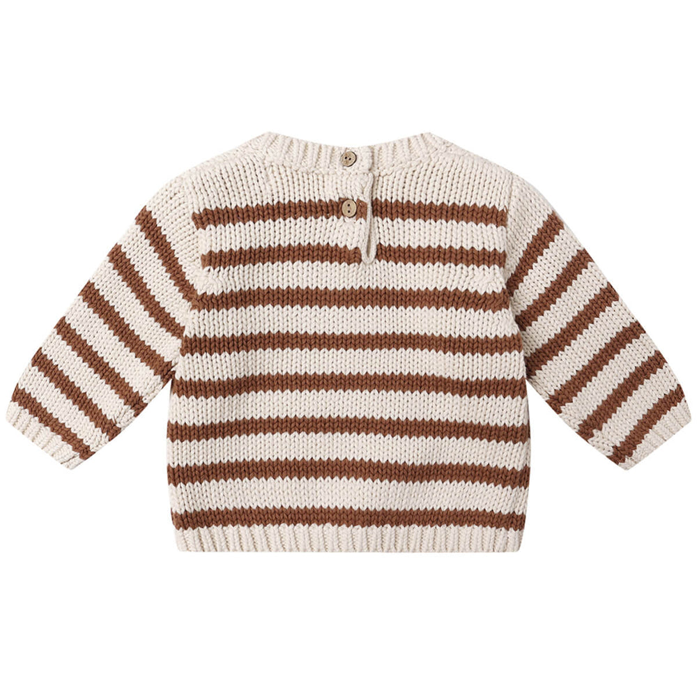 Pull en tricot rayé beige et maron Quincy Mae Mlle et Coco 