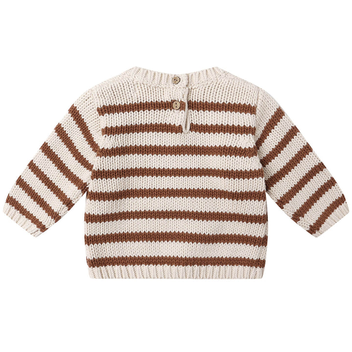 Pull en tricot rayé beige et maron Quincy Mae Mlle et Coco 