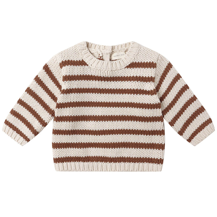 Pull en tricot rayé beige et maron Quincy Mae Mlle et Coco 