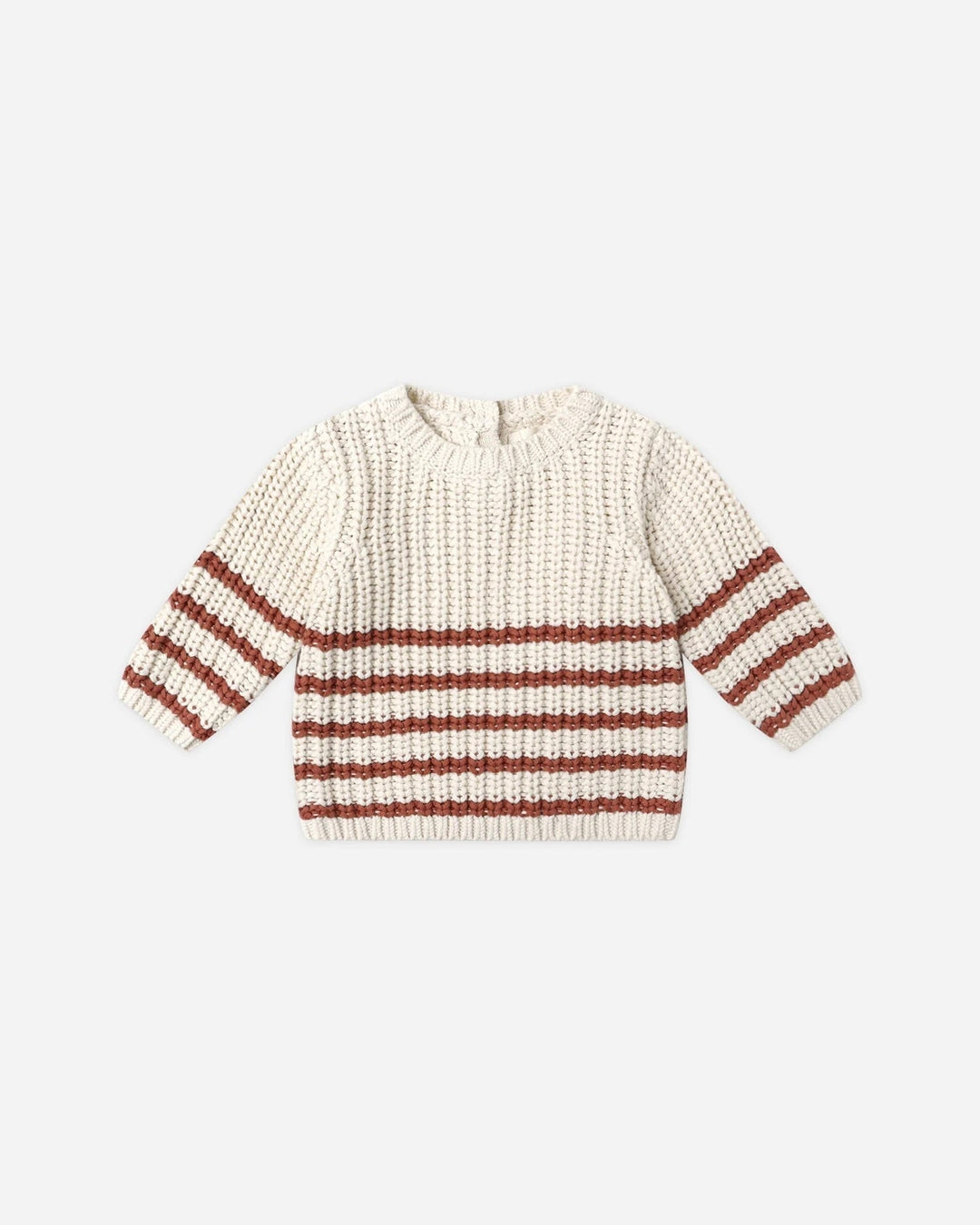 Pull en tricot rayé beige et cannelle Quincy Mae Mlle et Coco