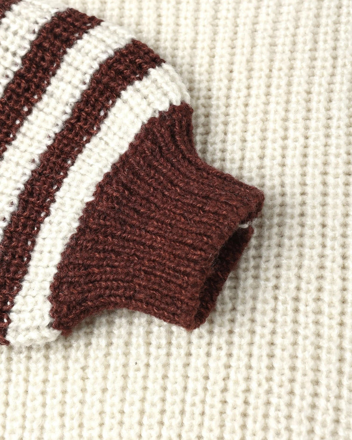 Pull tricot Aspen manche rayé maron Rylee + Cru Mlle et coco