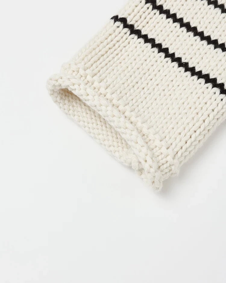 Pull tricot Jacques beige rayé noir Rylee + Cru Mlle et Coco
