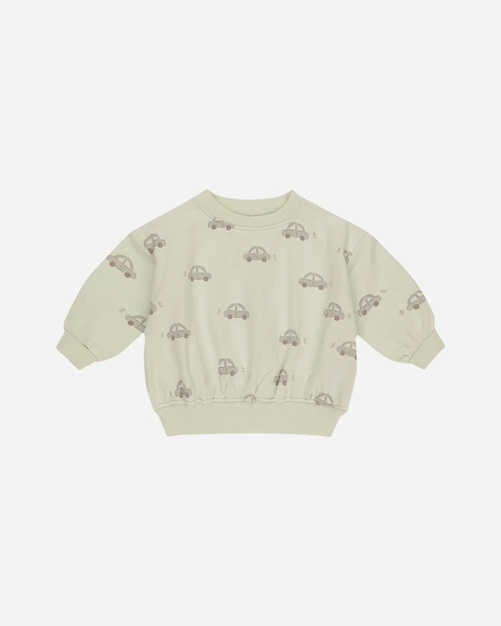 Pull Sweatshirt sauge et motif voitures Quincy Mae Mlle et Coco 