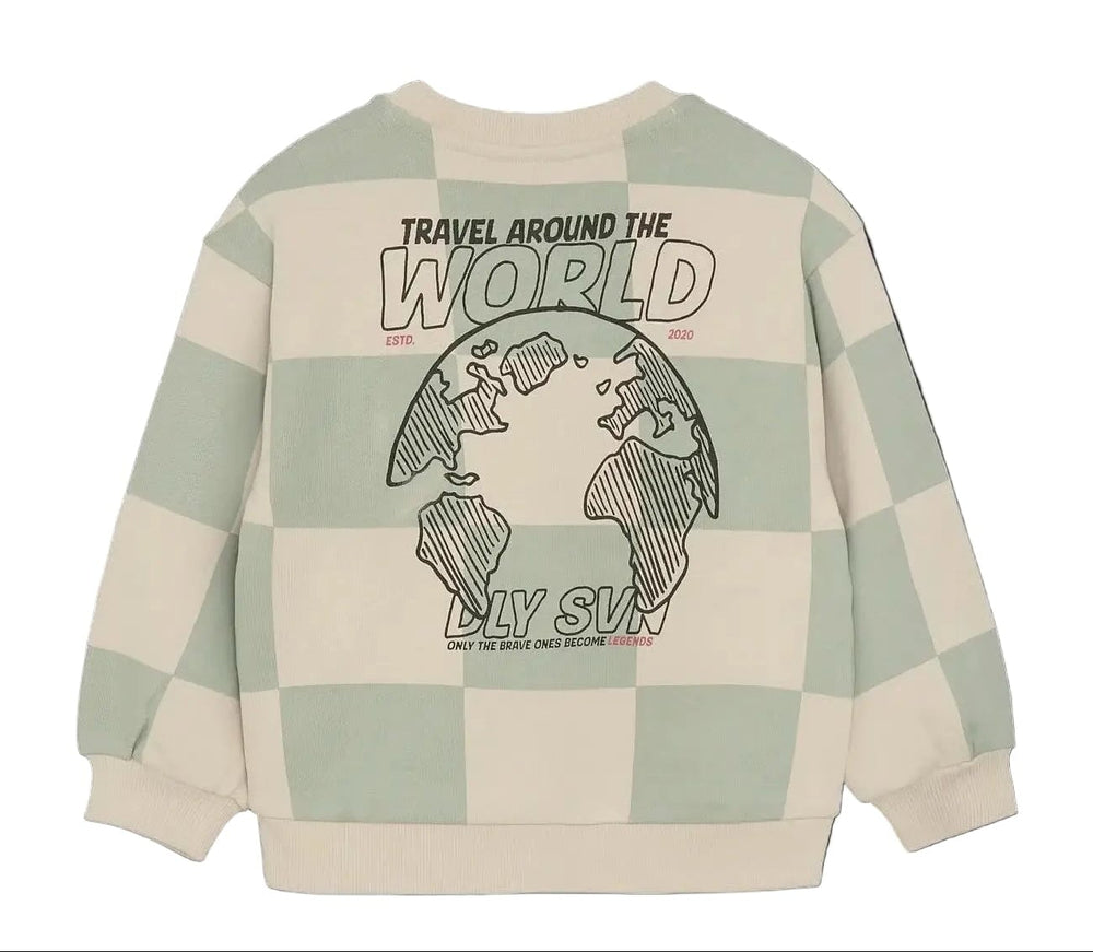 Pull carreaux turquoise Daily seven Mlle et Coco