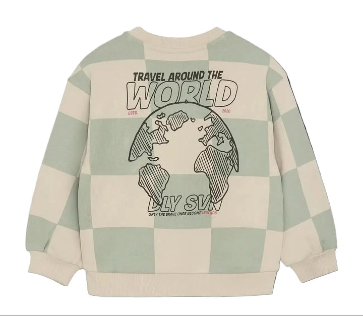 Pull carreaux turquoise Daily seven Mlle et Coco