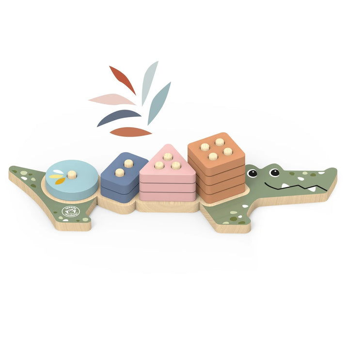 Puzzle en bois crocodile à empiler et trier Speedy Monkey Mlle et Coco