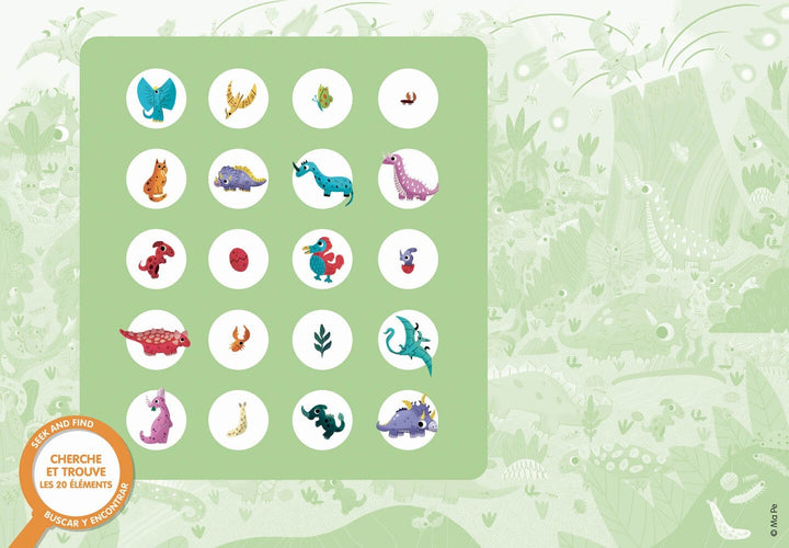Puzzle cherche et trouve Auzou jeux thème des Dinosaures