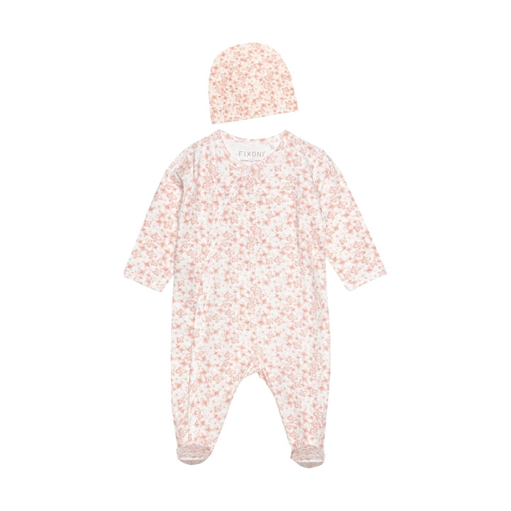 pyjama une-pièce fleuri rose bonnet manches longues Fixoni vêtement 