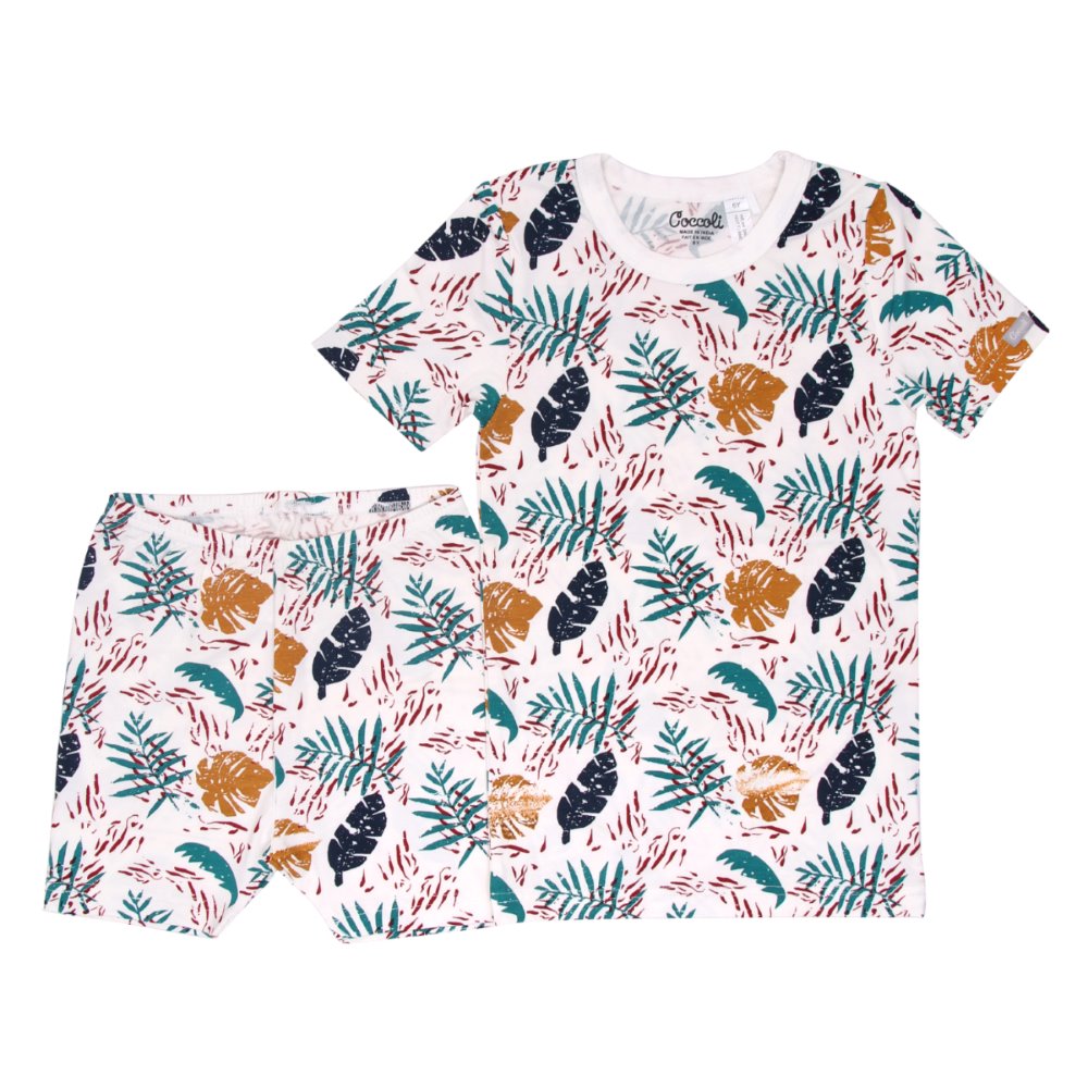 pyjama deux pièces Coccoli feuillage multicolore tencel vêtement enfant
