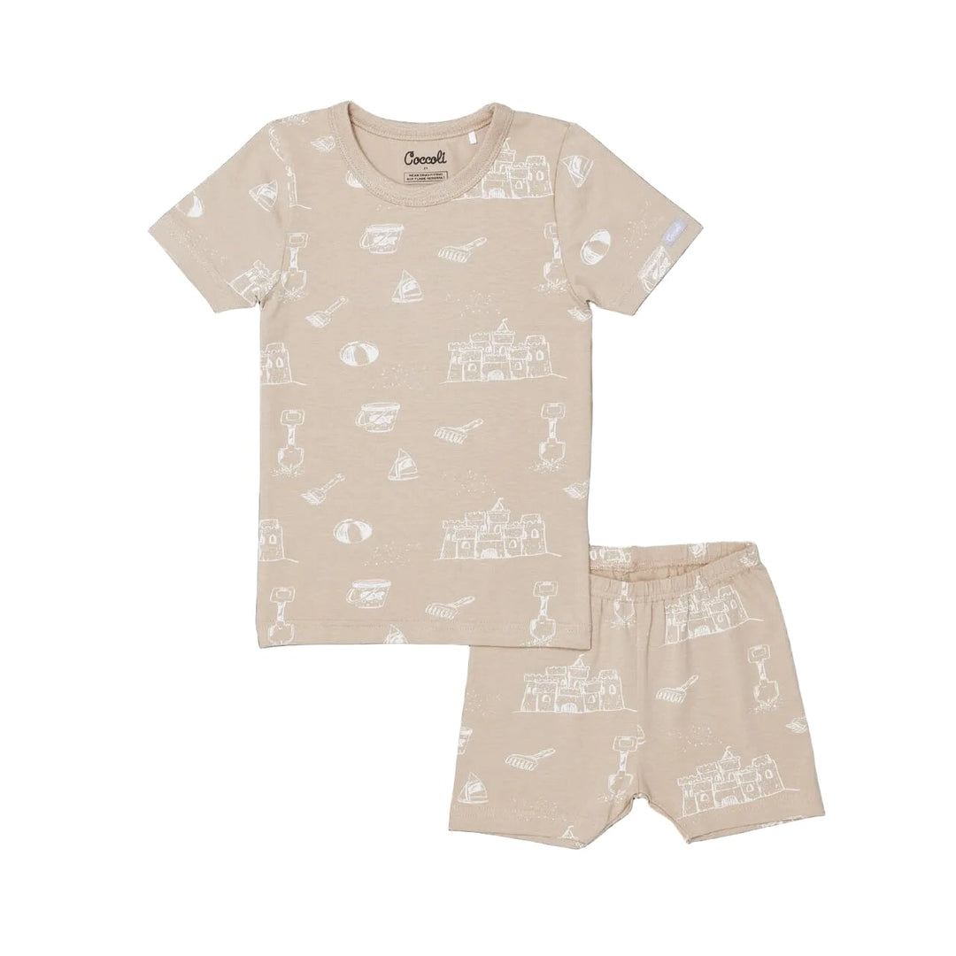 Pyjama deux pièces court tencel châteaux de sables Coccoli Mlle et Coco