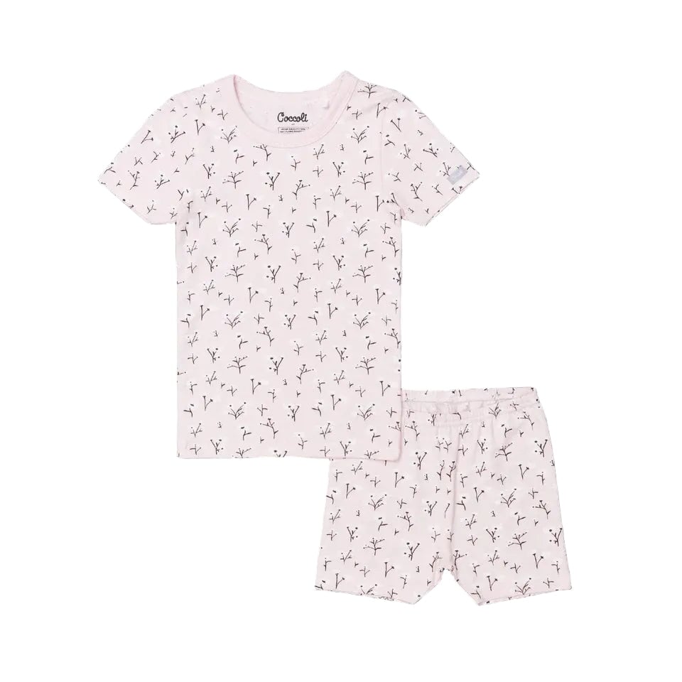 Pyjama deux pièces tencel court rose floral blanc et noir Coccoli Mlle et Coco 