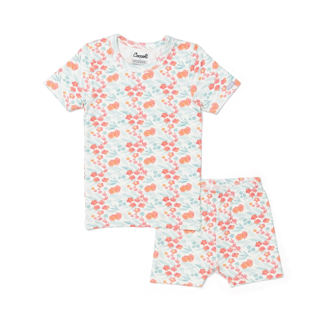 Pyjama deux pièces tencel court fleurs corail Coccoli Mlle et Coco