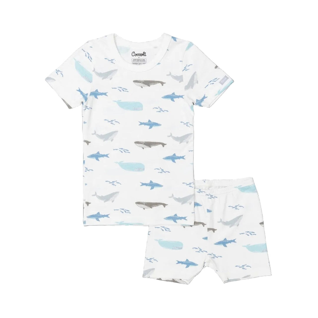 Pyjama deux pièces court tencel requins et baleines Coccoli Mlle et Coco