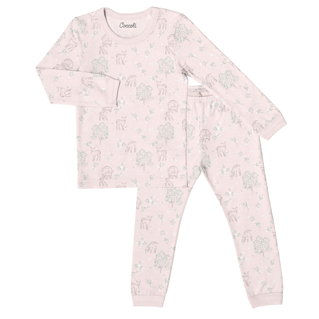 pyjama deux pièces long Faon fond rose Coccoli Mlle et Coco