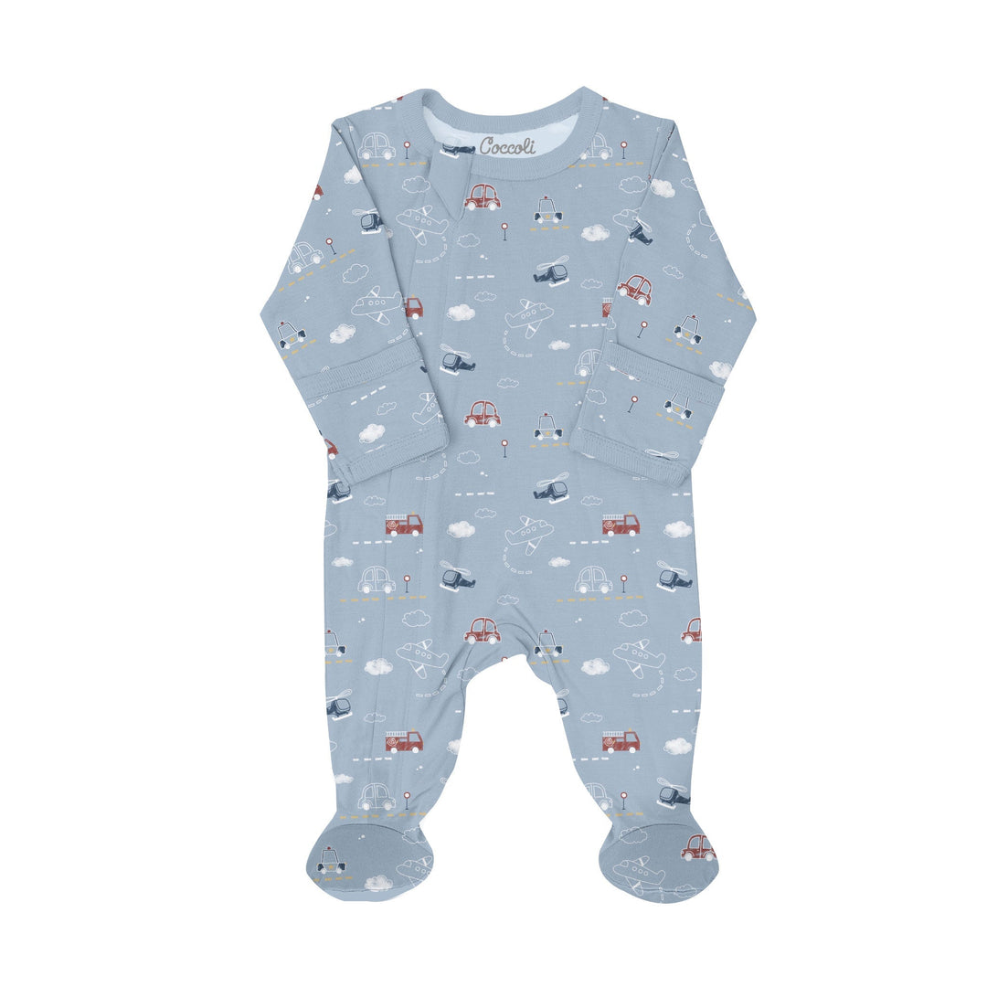 Pyjama Tencel Fond bleu et voiture Coccoli Mlle et Coco