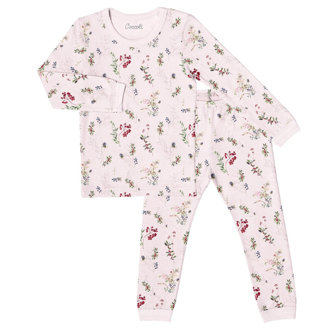 Pyjama 2 pièces tencel Fruits des bois fond rose Coccoli Noël Mlle et Coco