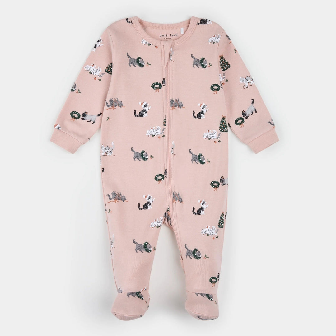 Pyjama Rose chat de Noël Petit Lem Mlle et Coco