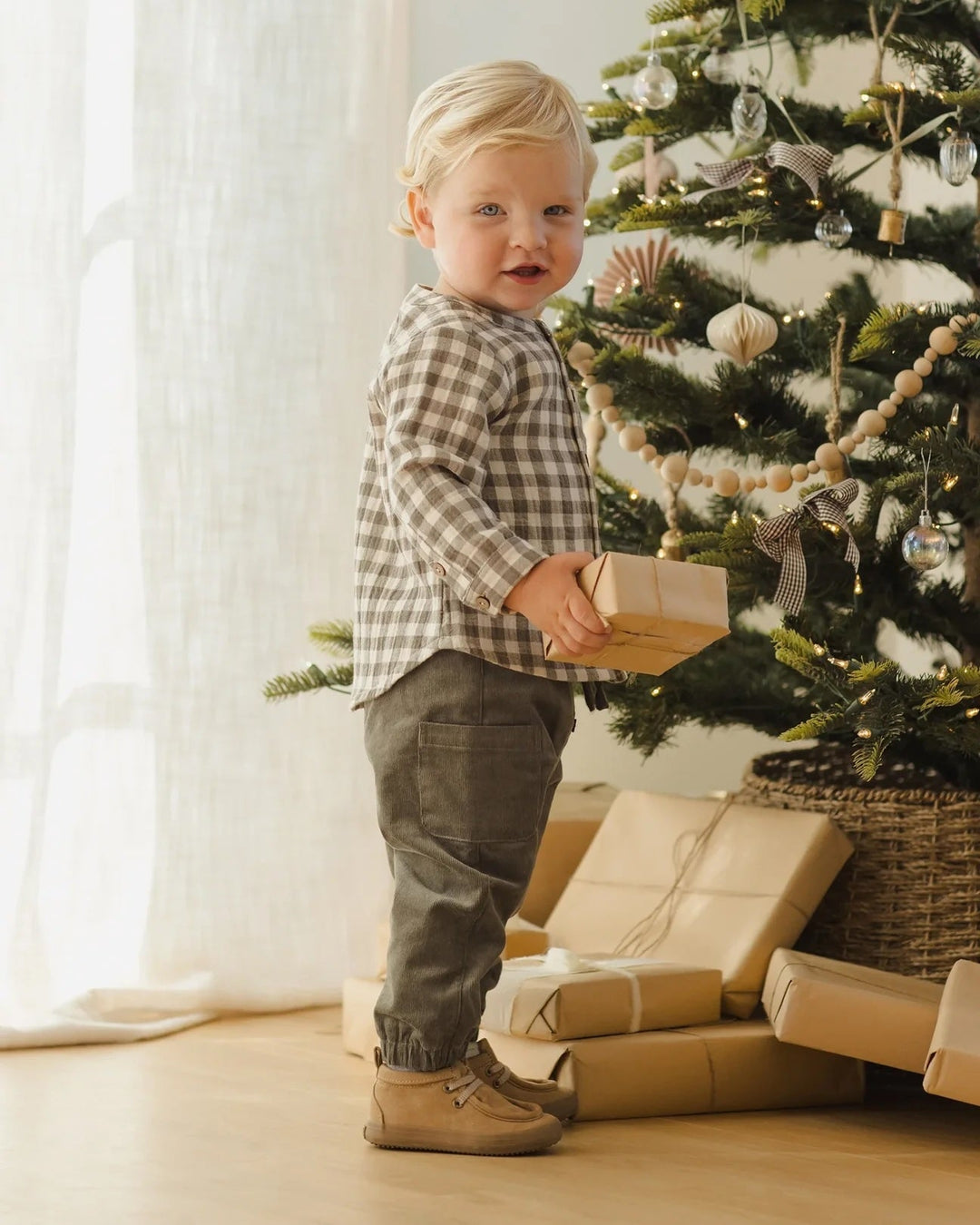 Pantalon cargo velours côtelé vert forêt Quincy Mae Mlle et Coco