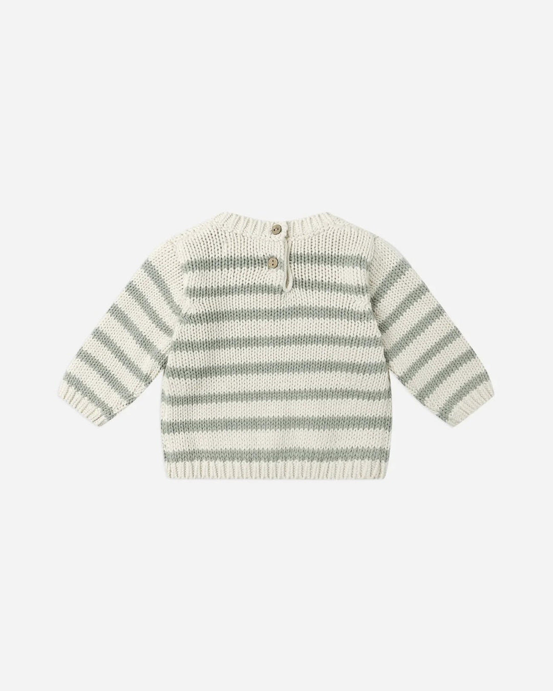 Pull tricot beige rayé sauge Quincy Mae Mlle et Coco