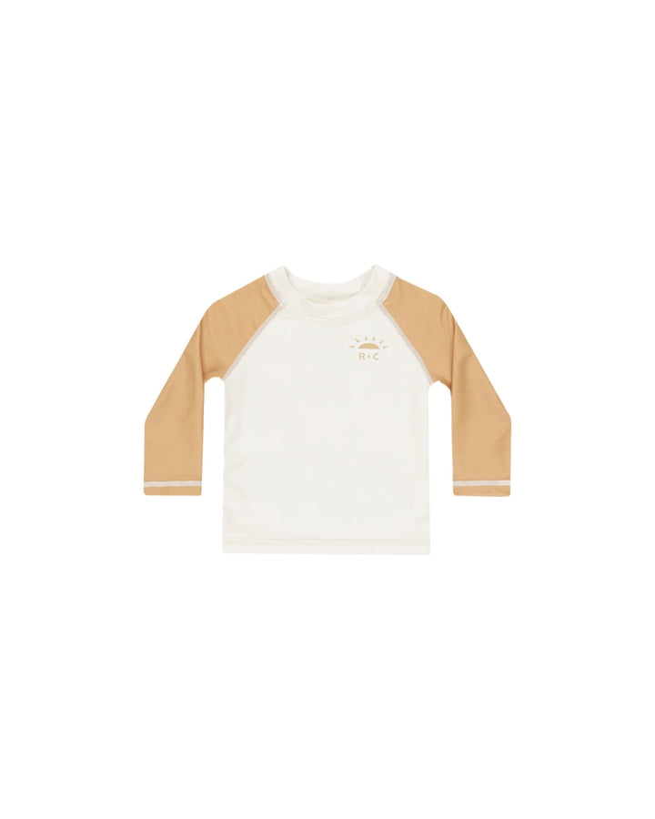 Chandail de piscine uv rashguard ivoire et caramel Rylee + Cru Mlle et Coco