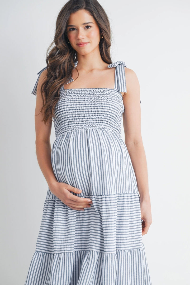robe maternité denim blanc rayé Hello Miz Mlle et Coco