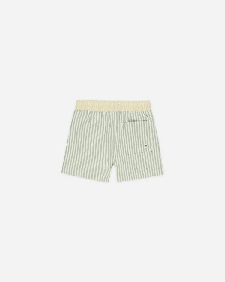 Short maillot de bain rayé vert Rylee + Cru Mlle et Coco
