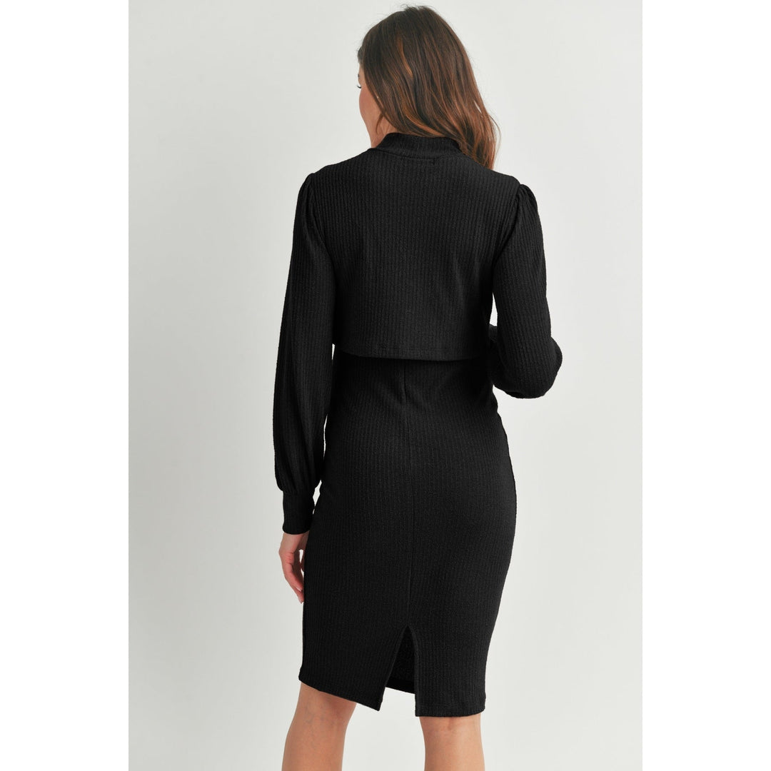 Vêtement maternité robe allaitement tissus côtelé noire 