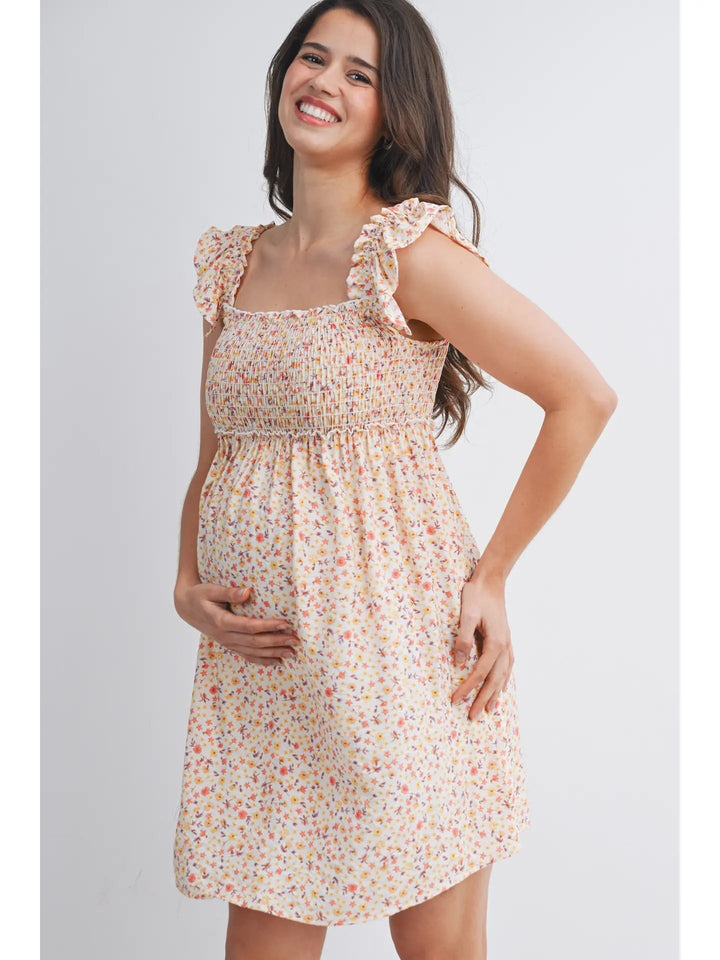 robe maternité crème floral hello miz Mlle et Coco