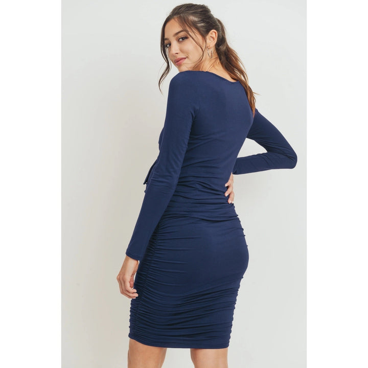 Robe maternité cintré Hello Miz bleu marine manches longues