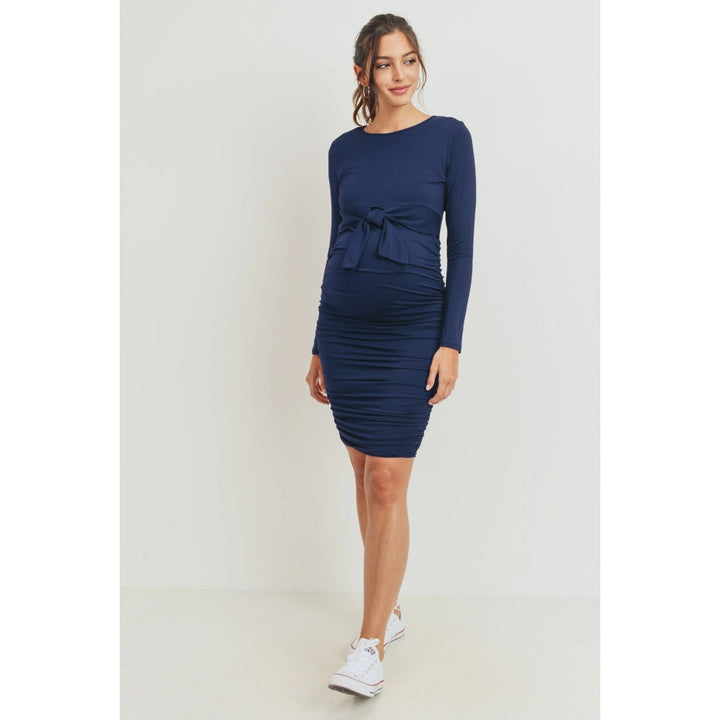 Robe maternité cintré Hello Miz bleu marine manches longues