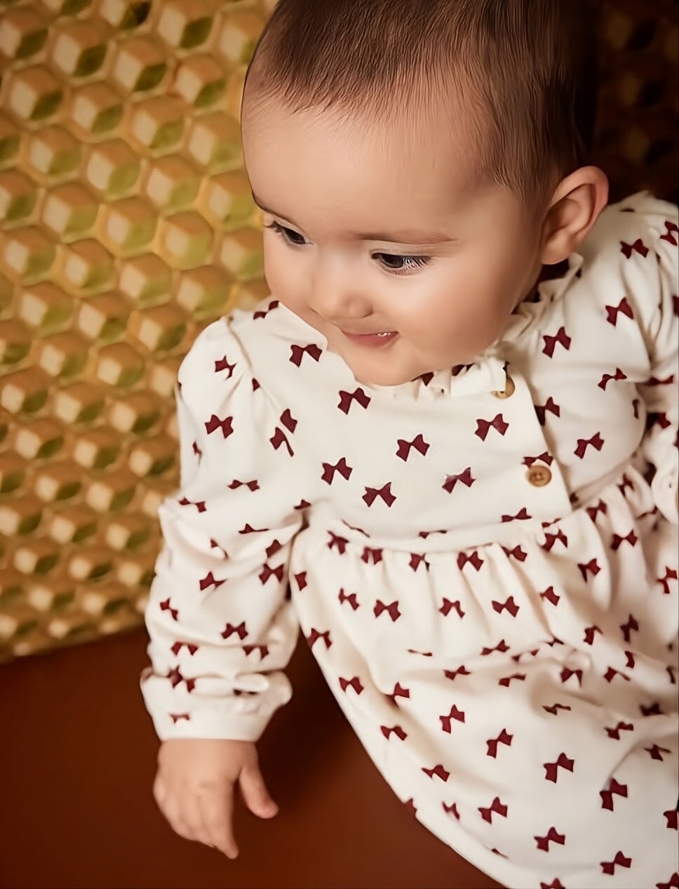 Robe cache-couches Crème et boucle rouge Minymo