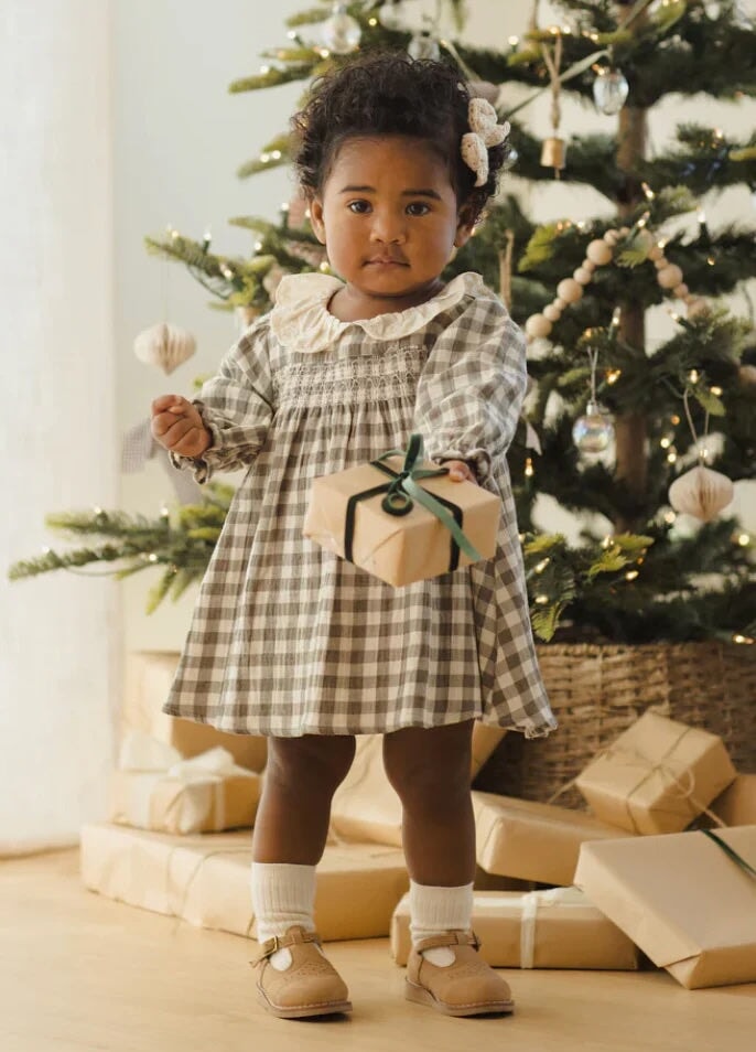 Robe et culotte assortie Callie carreaux sauge Quincy Mae Mlle et Coco