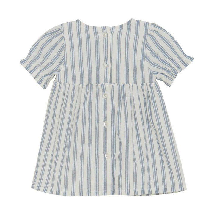 Robe en coton blanche rayé bleu Huttelihut Mlle et Coco
