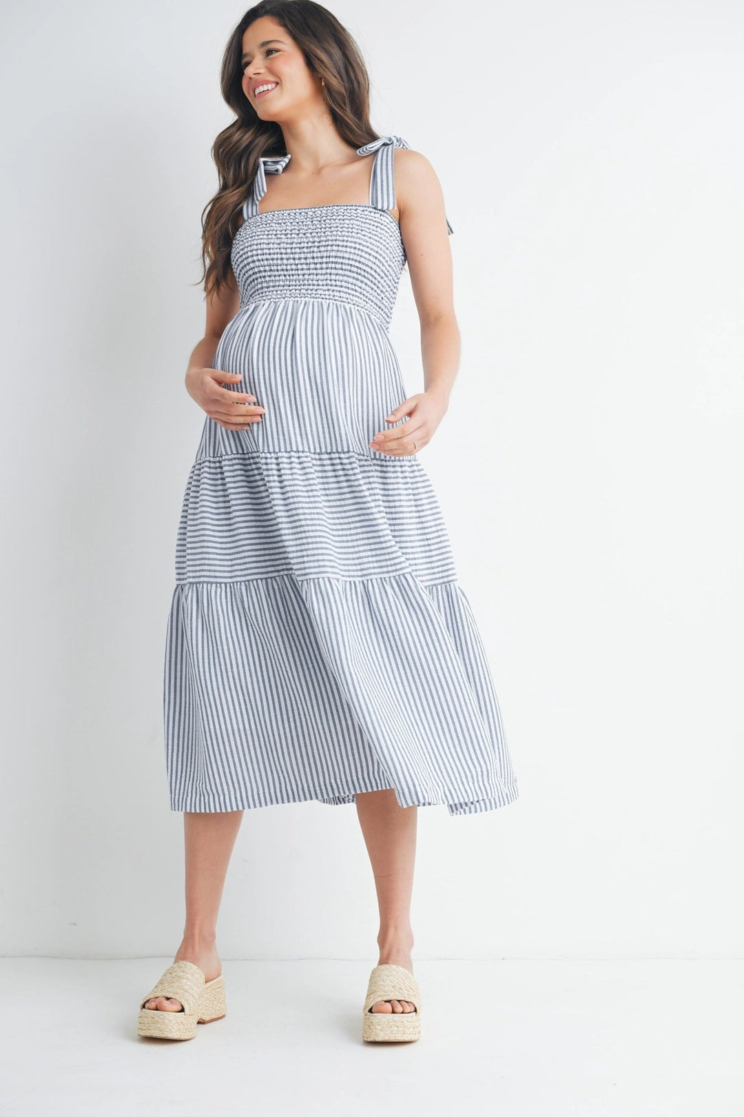 robe maternité denim blanc rayé Hello Miz Mlle et Coco