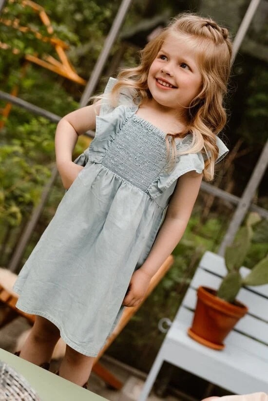 Robe à volants denim bleu clair Daily 7 Mlle et Coco