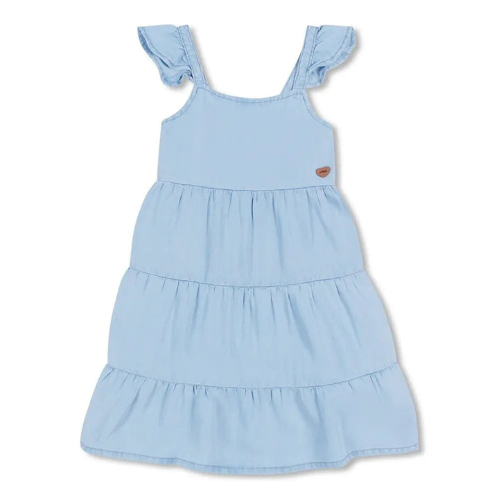 Robe tencel bleu pâle Wrtk vêtement fille Mlle et Coco