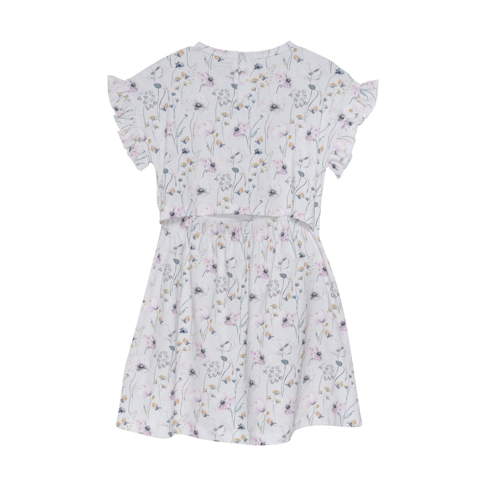 robe manches courtes blanc cassé fleur rose bleu Minymo vêtement