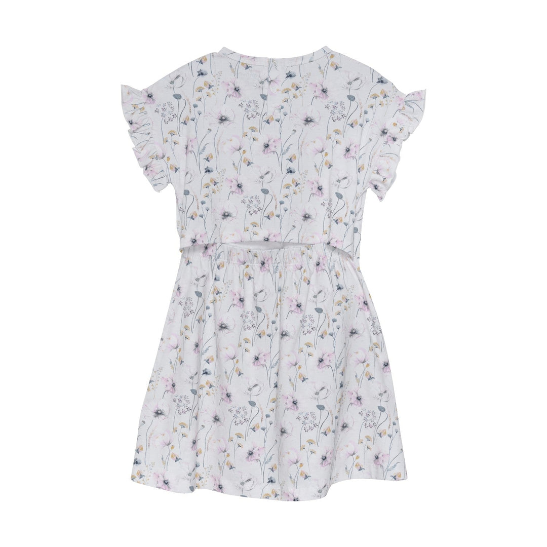 robe manches courtes blanc cassé fleur rose bleu Minymo vêtement
