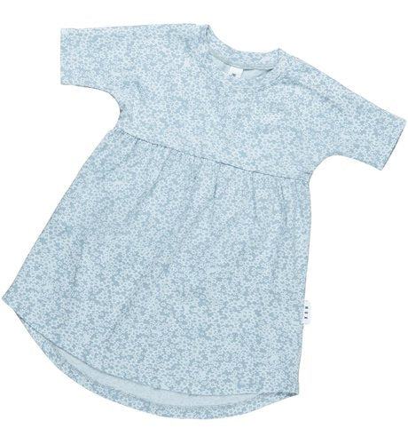 Robe manches courte - Floral bleu - Hux