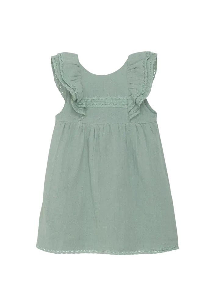 Robe à volant vert jade En Fant Mlle et Coco