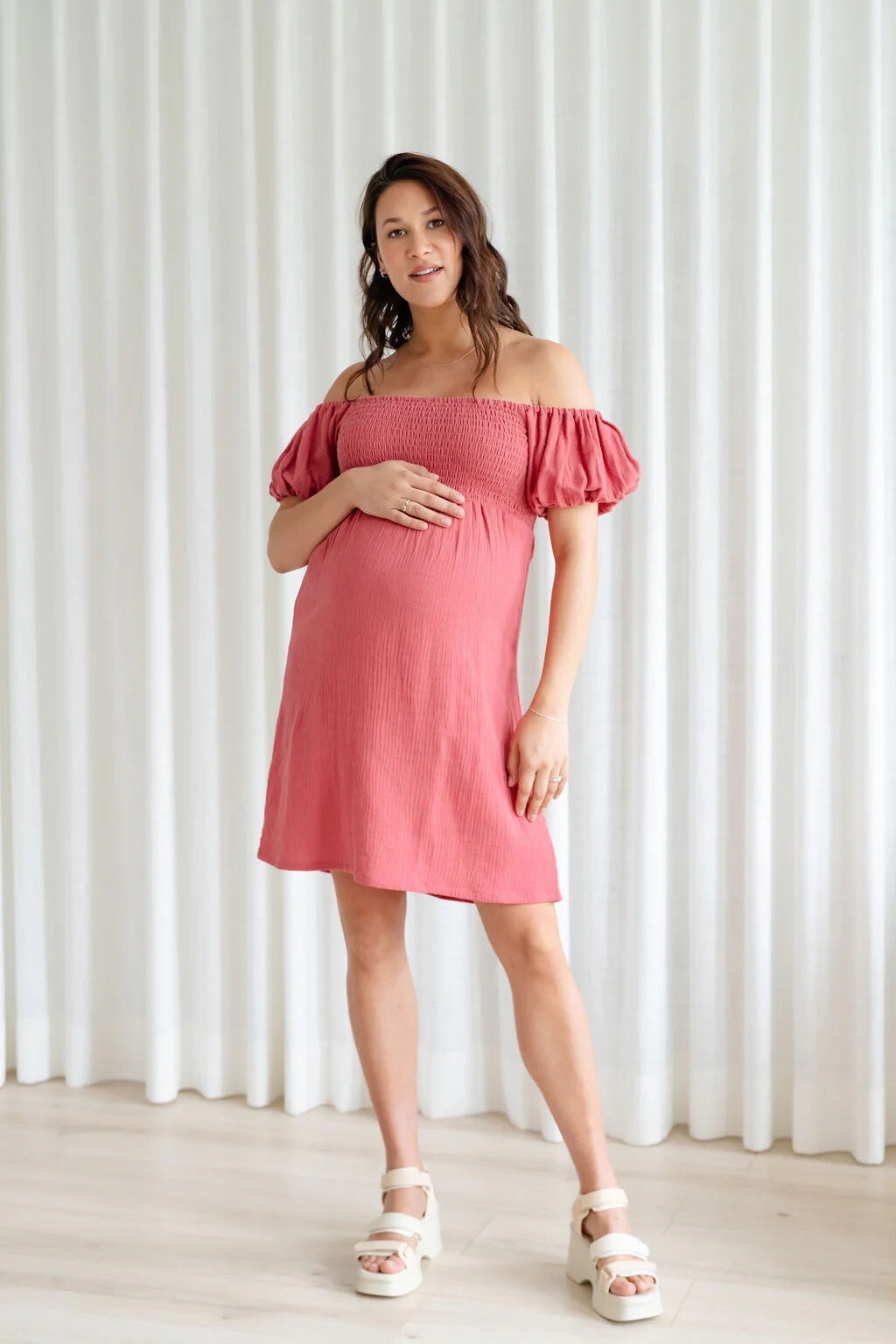 Robe maternité Jasmina rouge corail Rose Maternité Mlle et