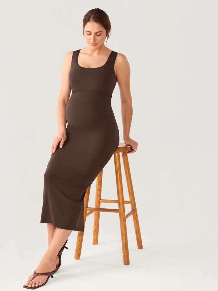 Robe maternité et allaitement Babycon Brun clay Momanda