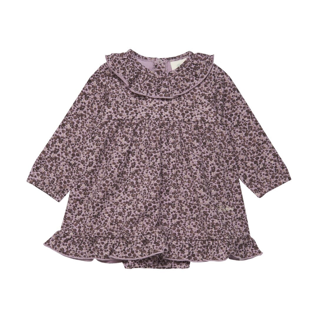 robe manches longues mauves motifs fleurs vêtement en-fant fille
