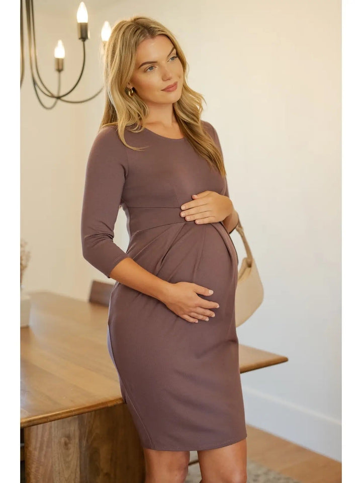 robe maternité manches 3/4 mauve Hello Miz vêtement maman