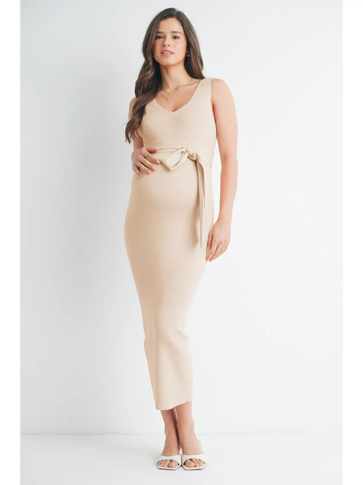 Robe midi maternité avoine côtelé Hello Miz Mlle et Coco